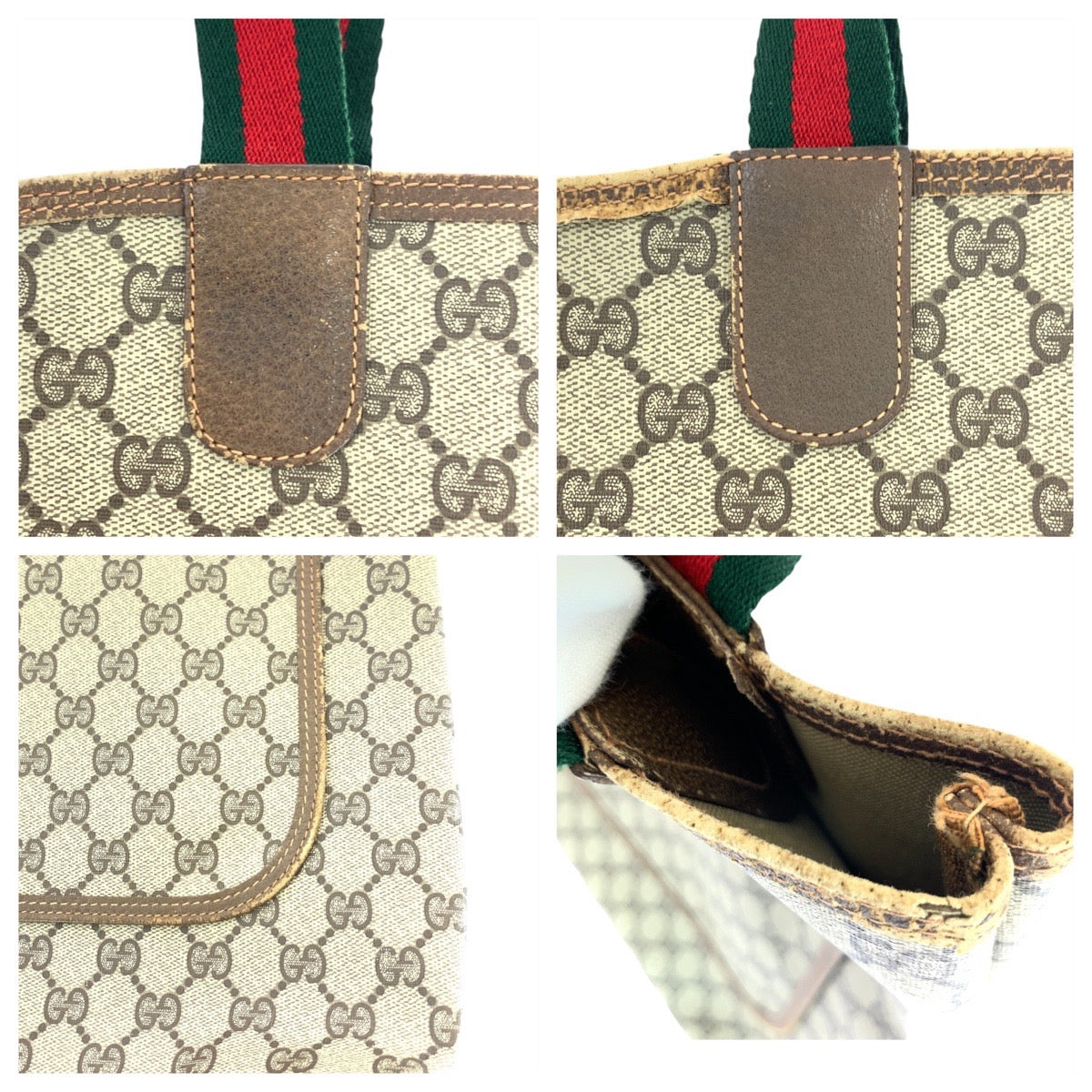 GUCCI Tote Bag 62503 GG Supreme Canvas Brown Old Gucci Shelly Line Interlocking