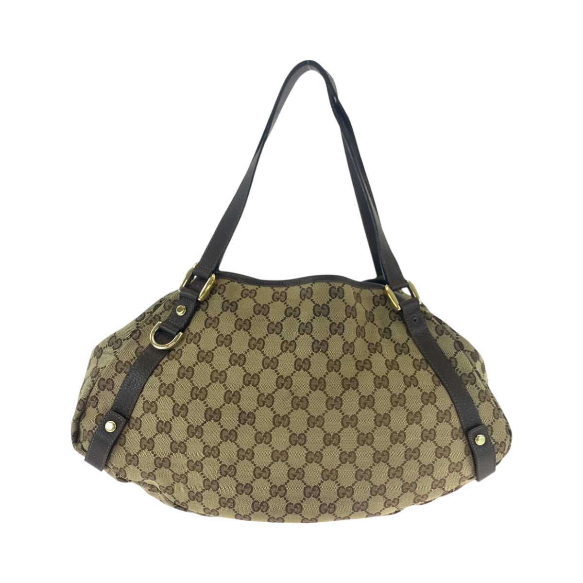 GUCCI Tote Bag 130736 GG canvas Brown Gold Metal