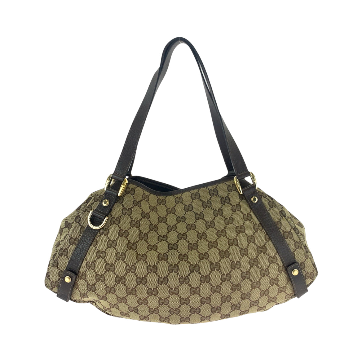 GUCCI Tote Bag 130736 GG canvas Brown Gold Metal