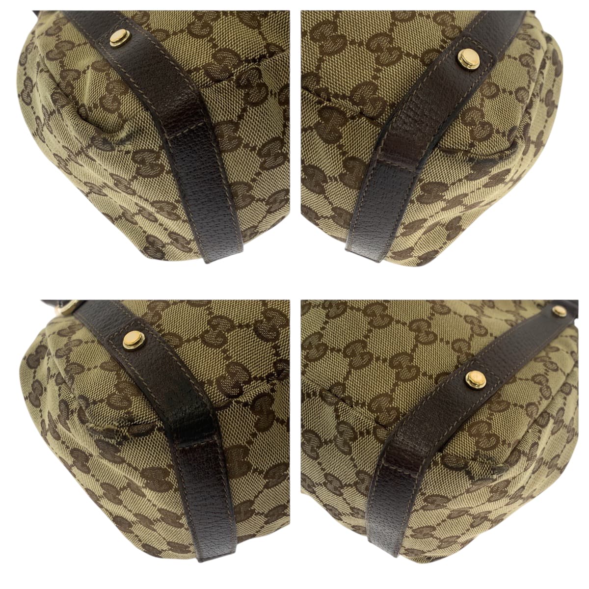 GUCCI Tote Bag 130736 GG canvas Brown Gold Metal