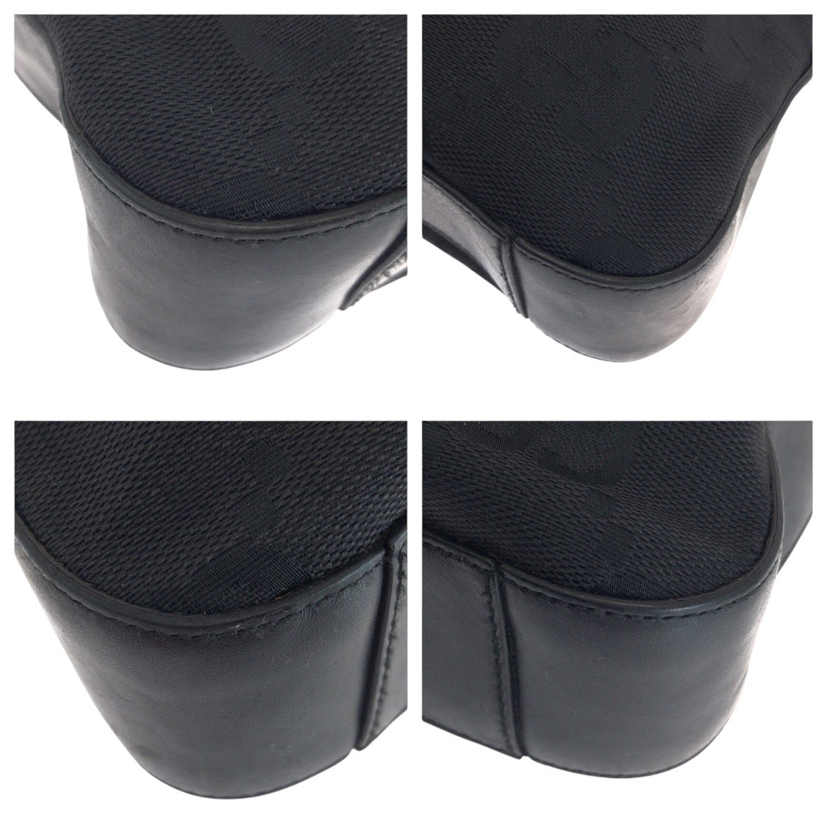 GUCCI Shoulder Bag 001 3821 canvas black Jumbo GG