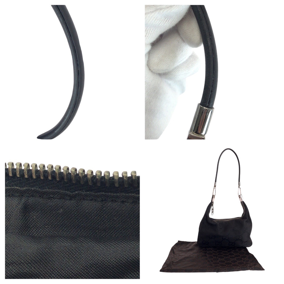 GUCCI Shoulder Bag 001 3821 canvas black Jumbo GG