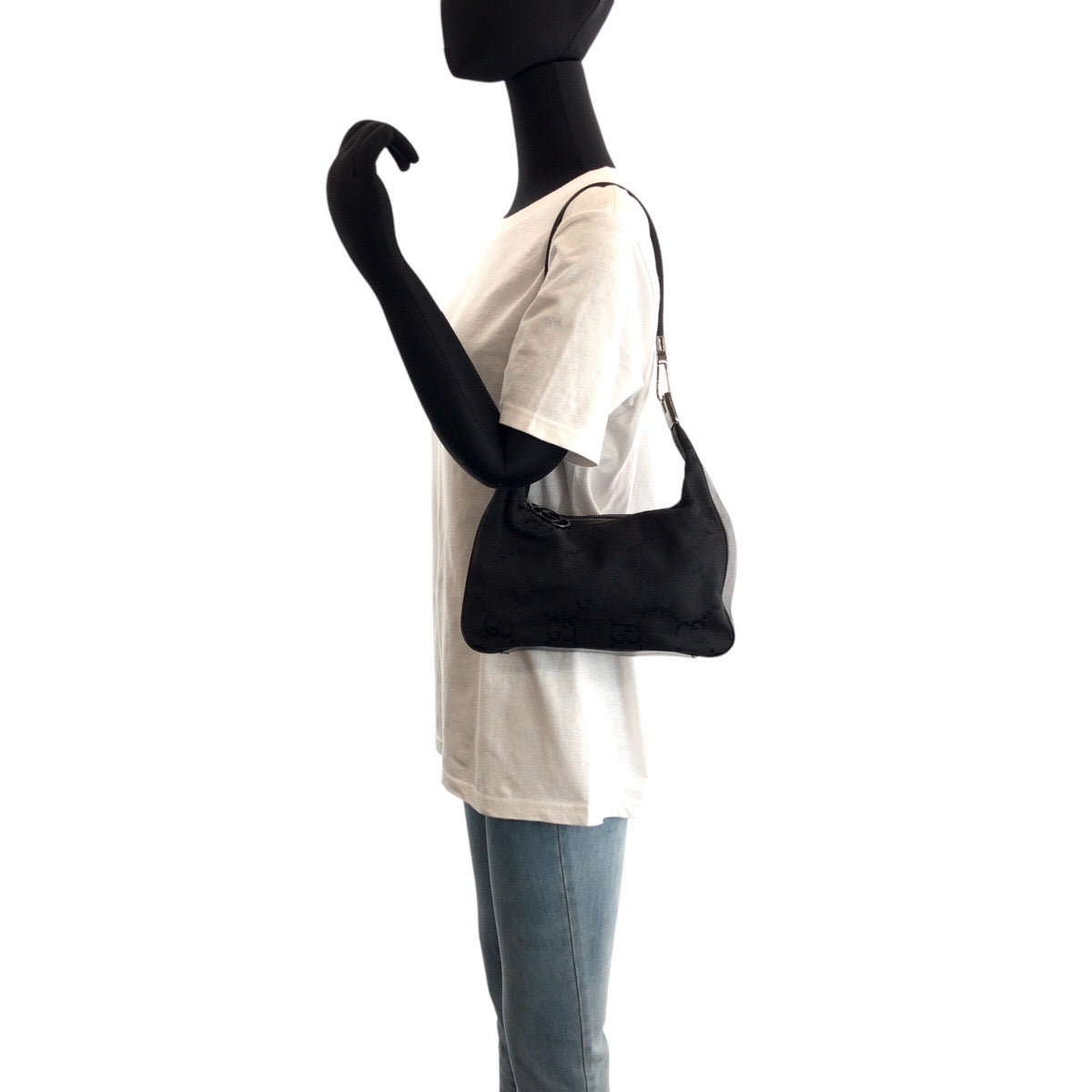 GUCCI Shoulder Bag 001 3821 canvas black Jumbo GG