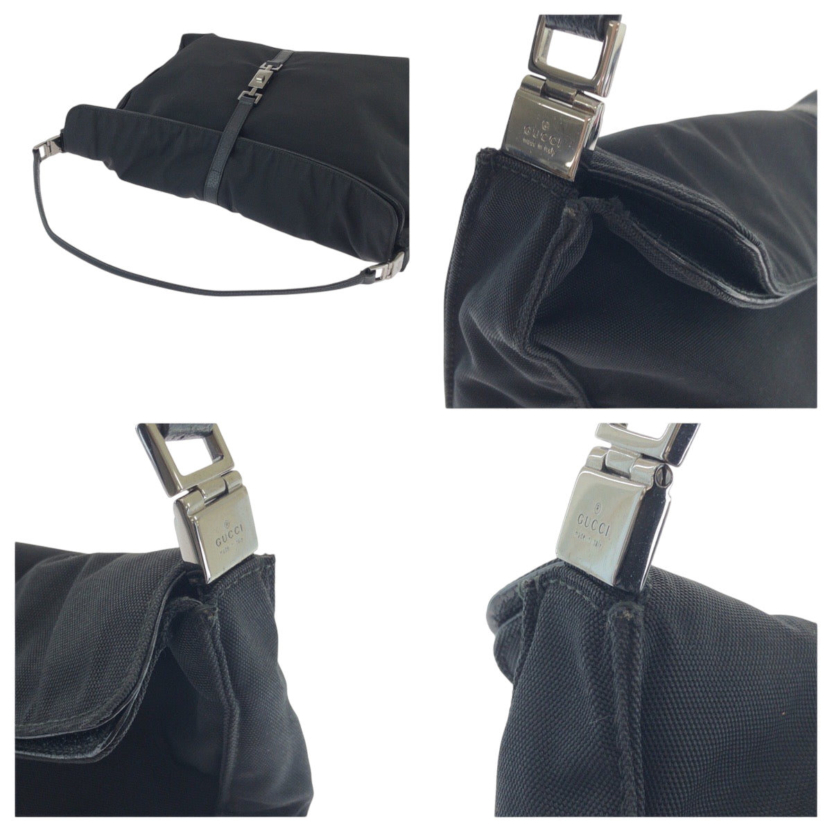 GUCCI Shoulder Bag 001 3348 GG canvas black Jackie