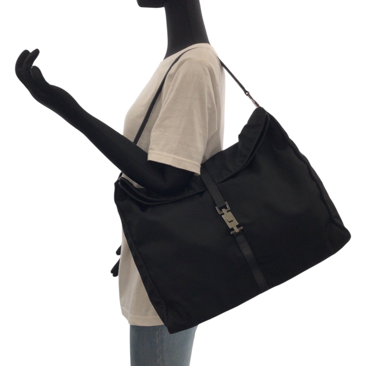 GUCCI Shoulder Bag 001 3348 GG canvas black Jackie