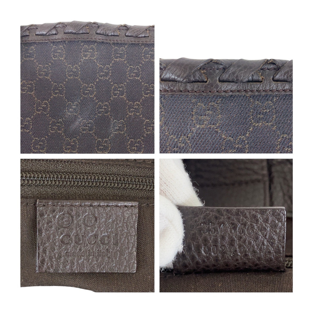 GUCCI Tote Bag 354666 GG canvas Brown Silver Metal