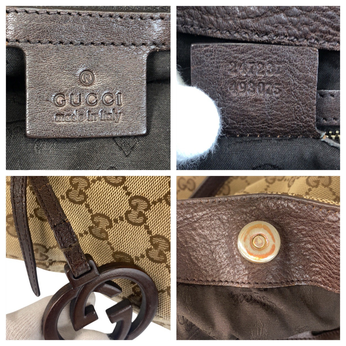 GUCCI Tote Bag 247237 GG canvas Beige brown