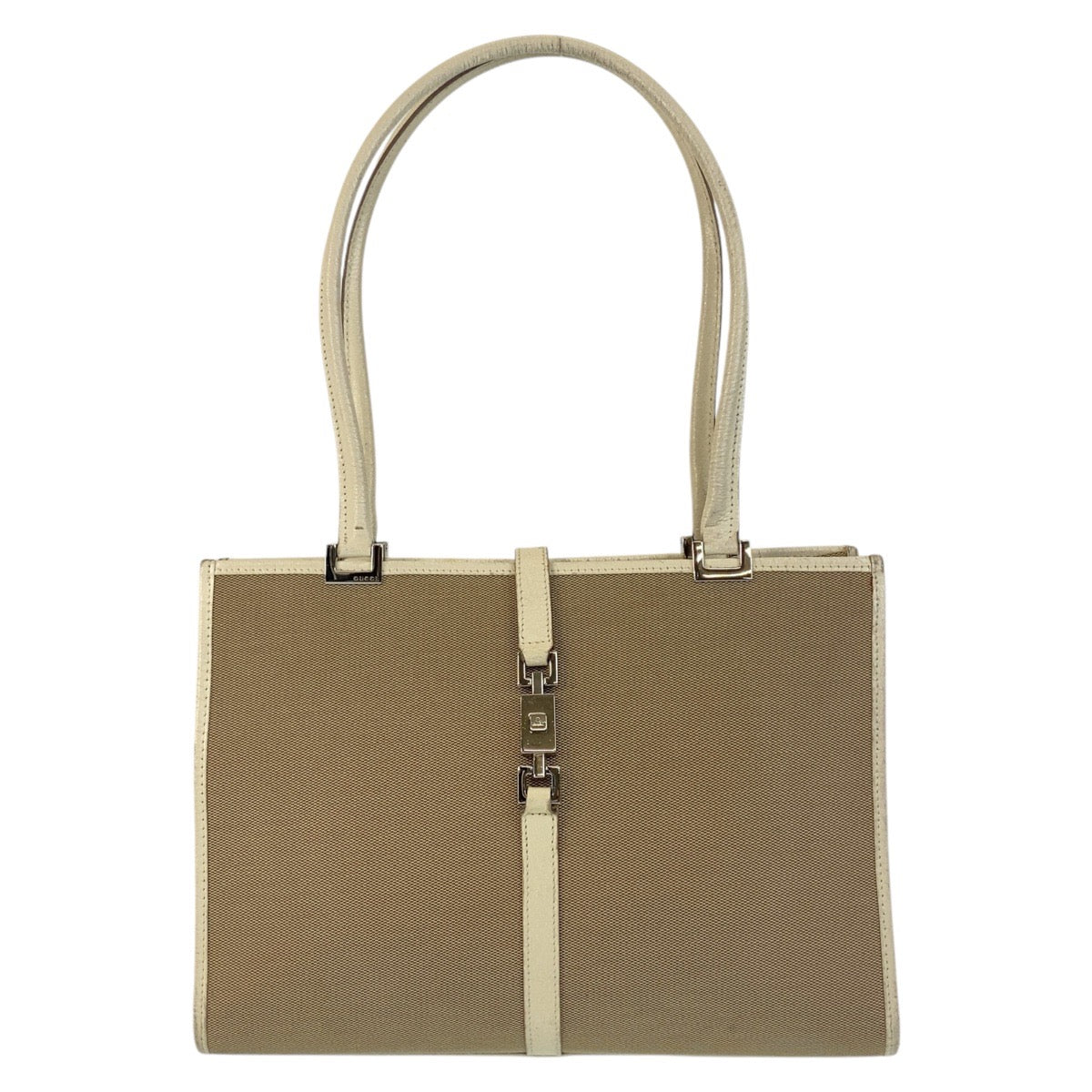 GUCCI Tote Bag 002 1073 canvas Beige Ivory SilverMetal Jackie