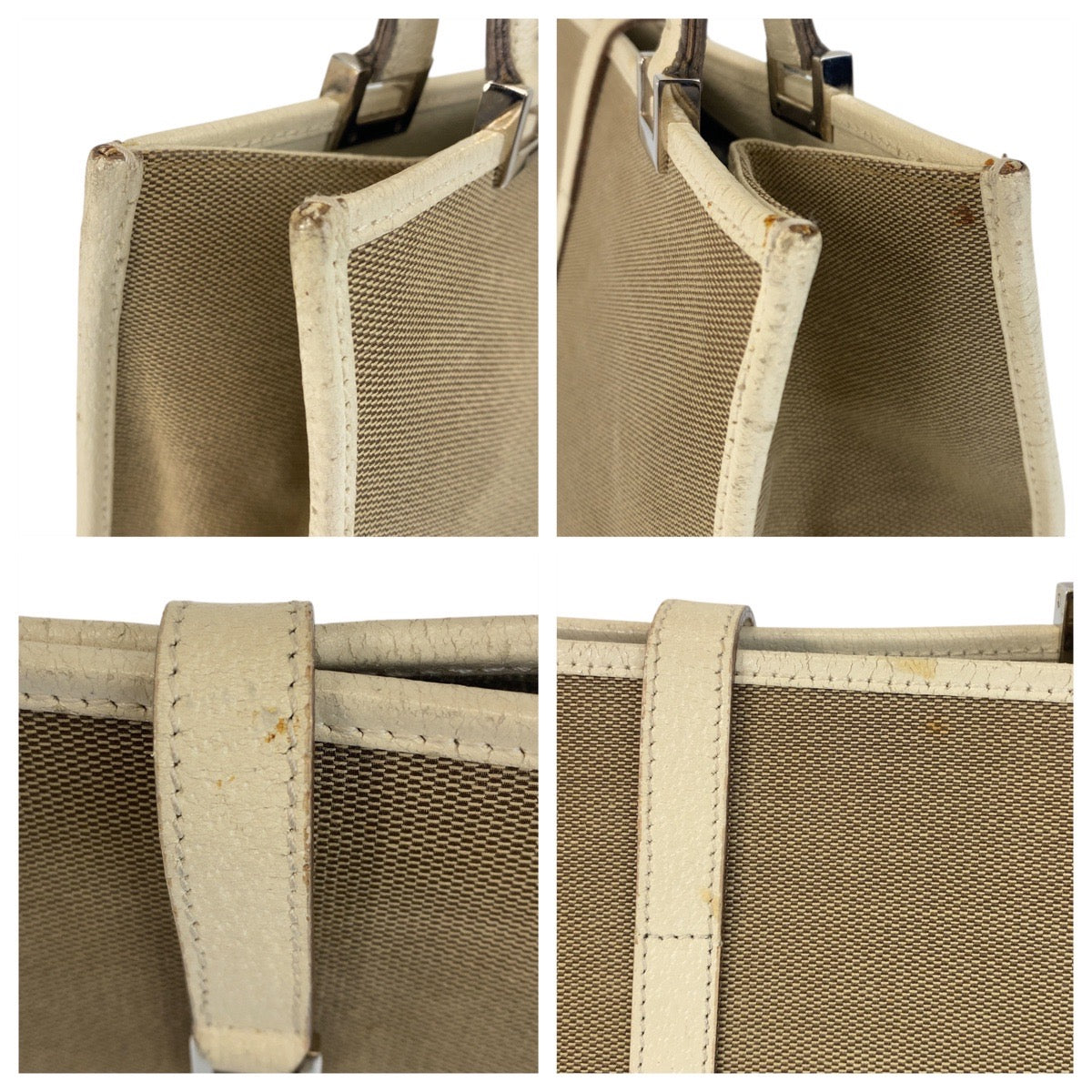 GUCCI Tote Bag 002 1073 canvas Beige Ivory SilverMetal Jackie