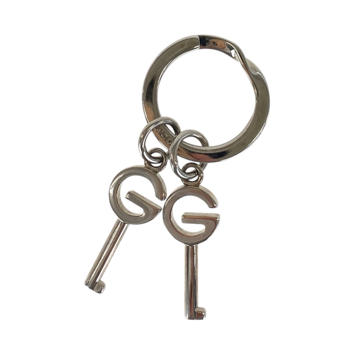 GUCCI key ring metal Silver GG pattern