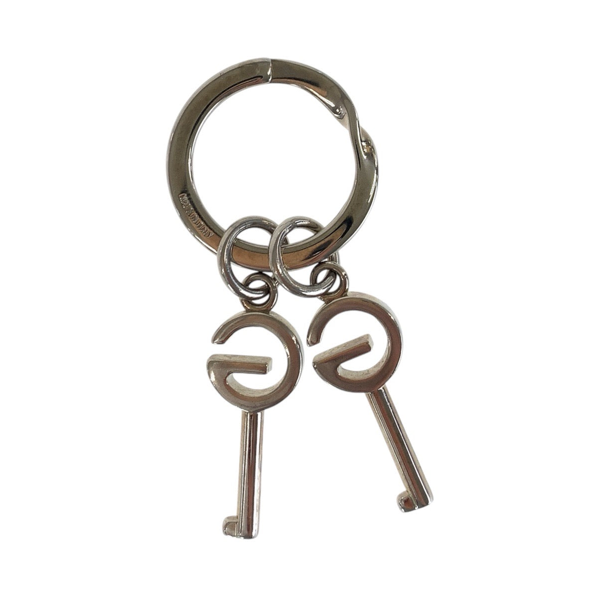 GUCCI key ring metal Silver GG pattern
