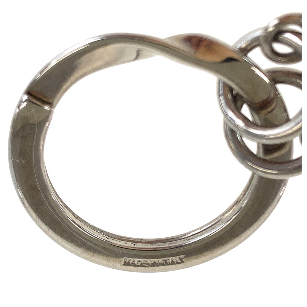 GUCCI key ring metal Silver GG pattern