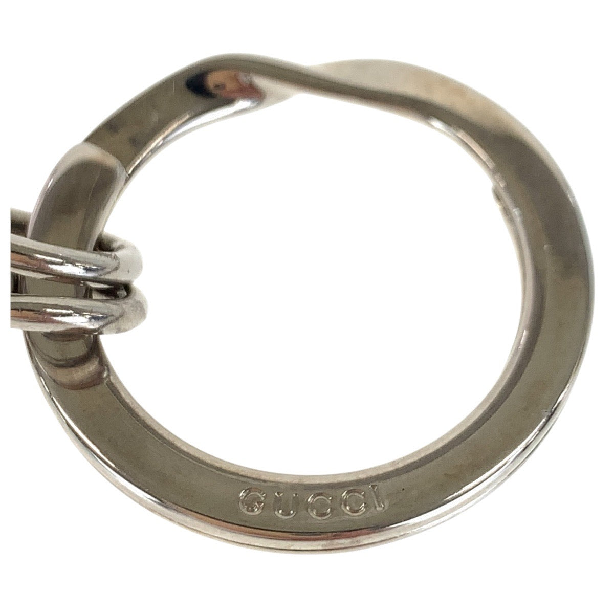GUCCI key ring metal Silver GG pattern