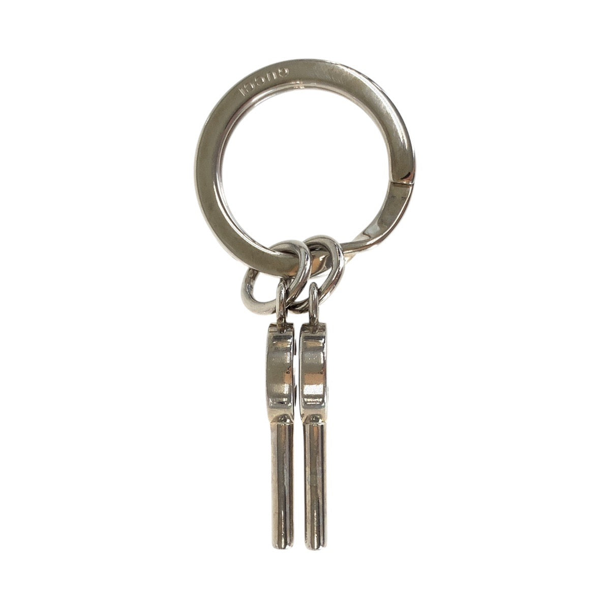 GUCCI key ring metal Silver GG pattern