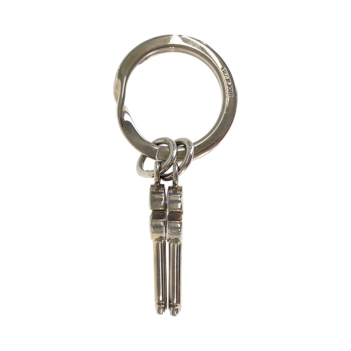 GUCCI key ring metal Silver GG pattern
