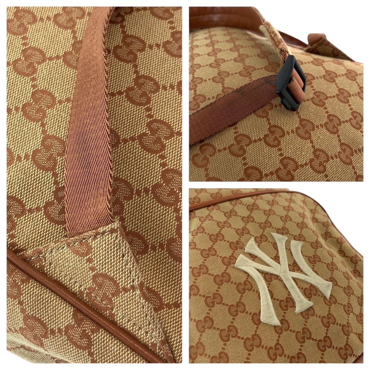 GUCCI Backpack 536724 GG canvas Brown New york yankees