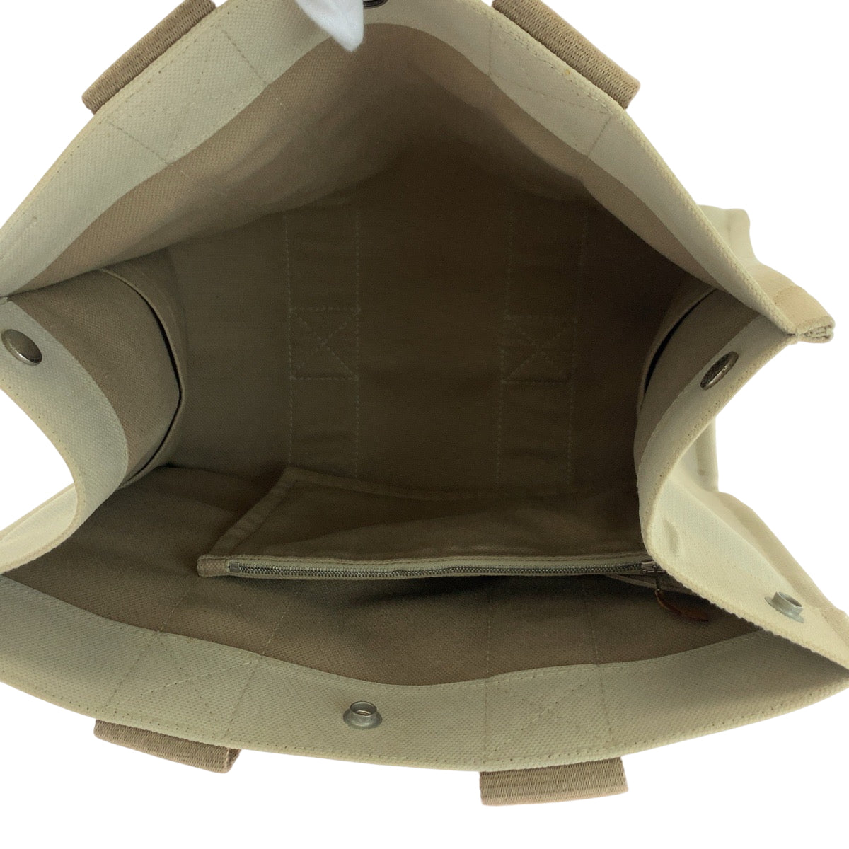 HERMES Tote Bag canvas Beige Ivory SilverMetal Bora Bora PM