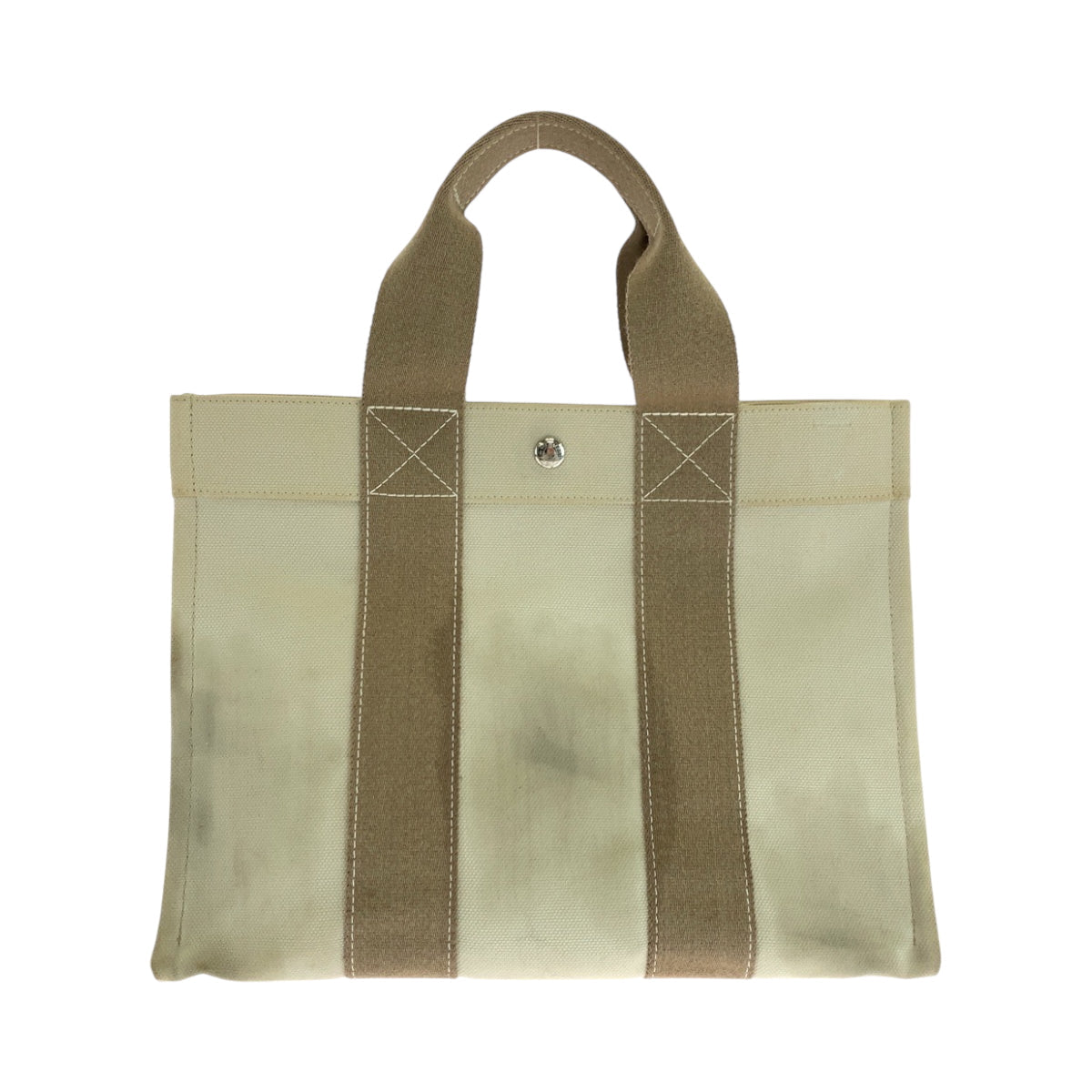 HERMES Tote Bag canvas Beige Ivory SilverMetal Bora Bora PM