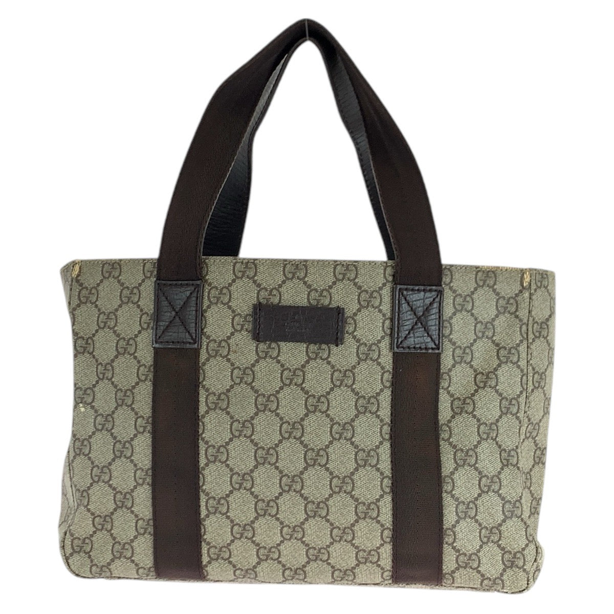 GUCCI Tote Bag 141976 GG Supreme Canvas Brown Silver Metal