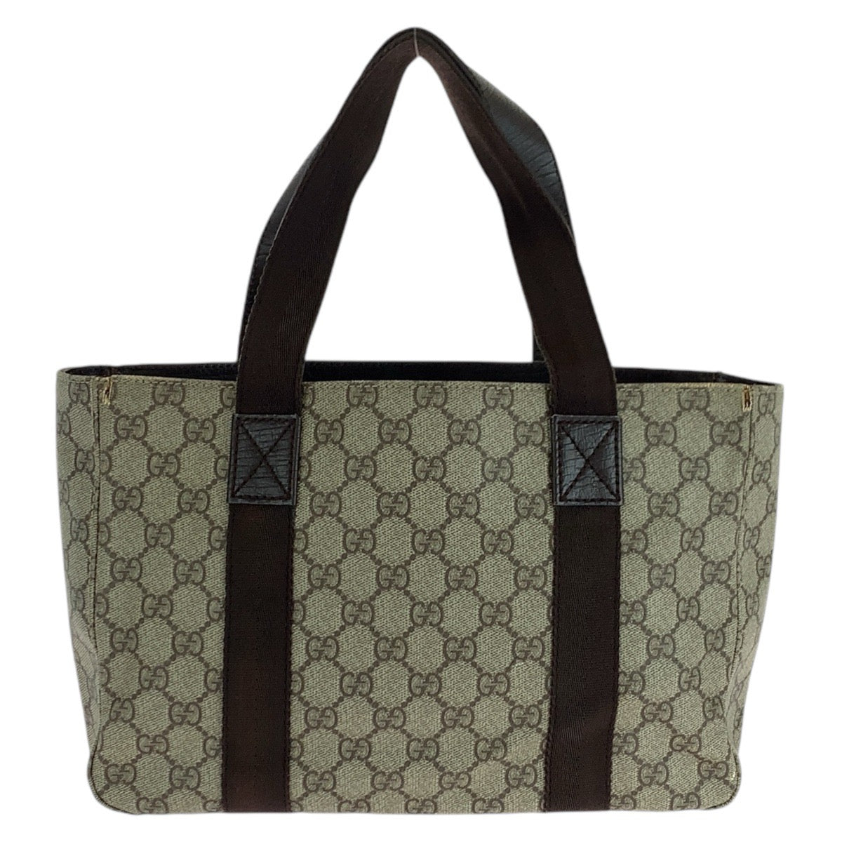 GUCCI Tote Bag 141976 GG Supreme Canvas Brown Silver Metal