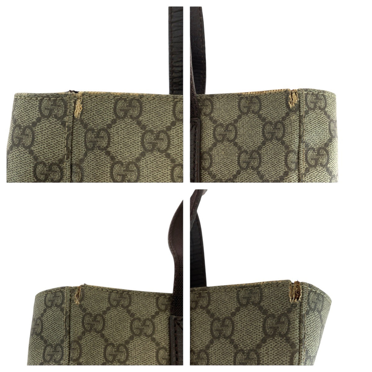 GUCCI Tote Bag 141976 GG Supreme Canvas Brown Silver Metal
