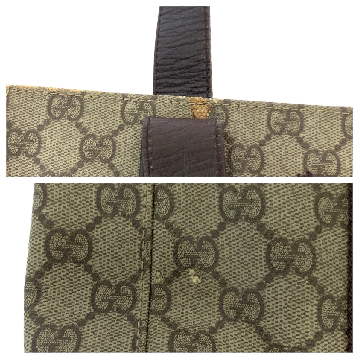 GUCCI Tote Bag 141976 GG Supreme Canvas Brown Silver Metal