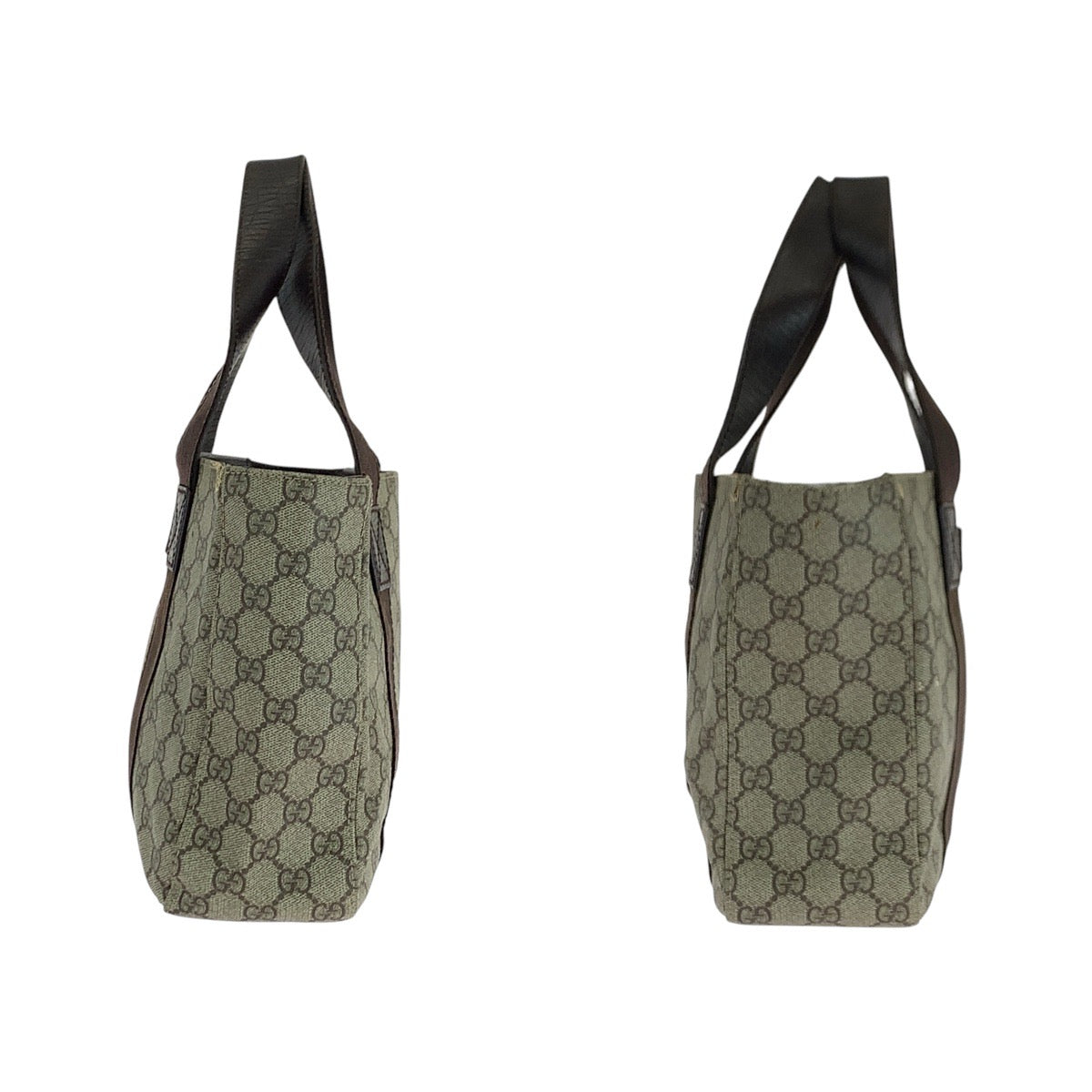 GUCCI Tote Bag 141976 GG Supreme Canvas Brown Silver Metal