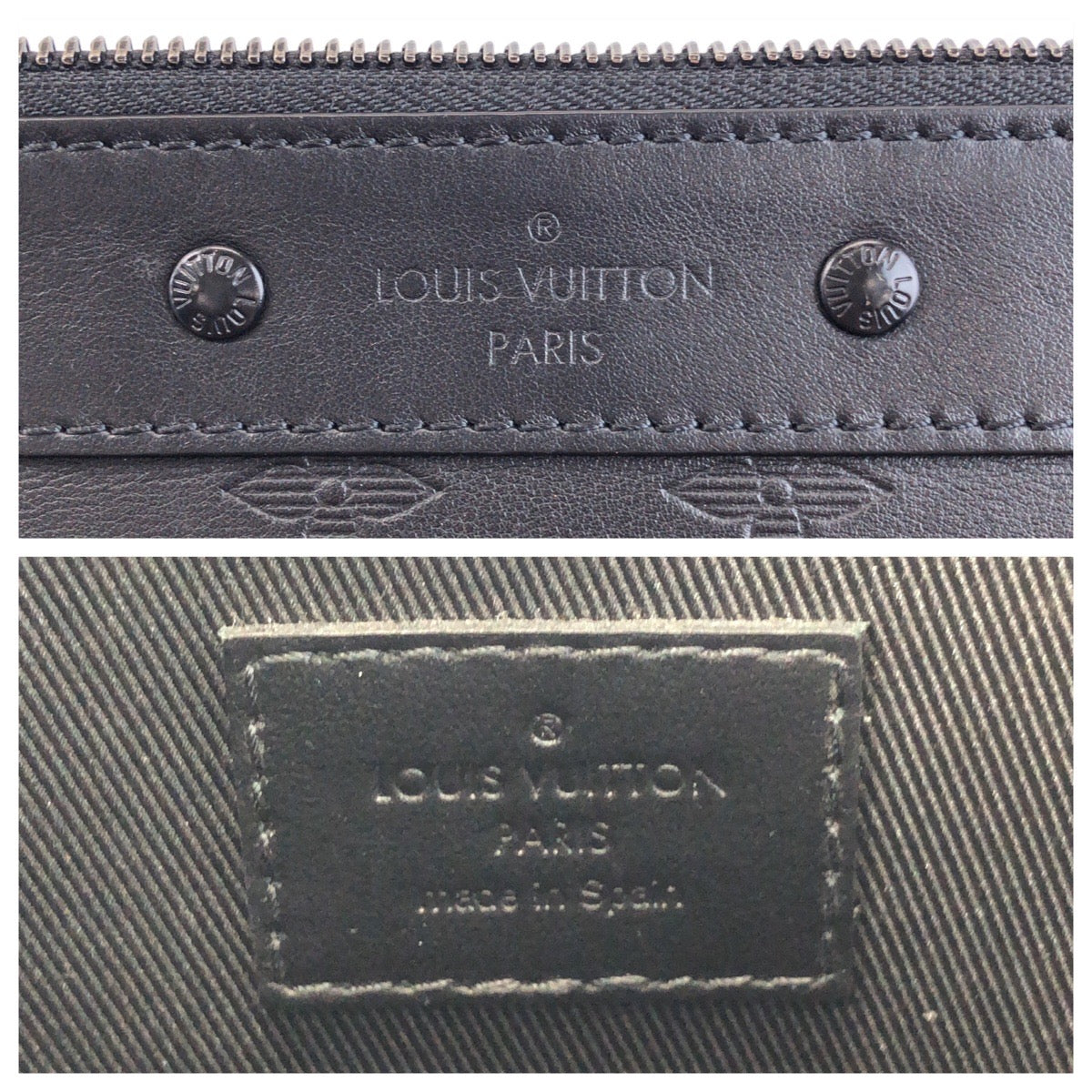 LOUIS VUITTON Clutch bag M81570 leather Noir black Monogram shadow pochette to go