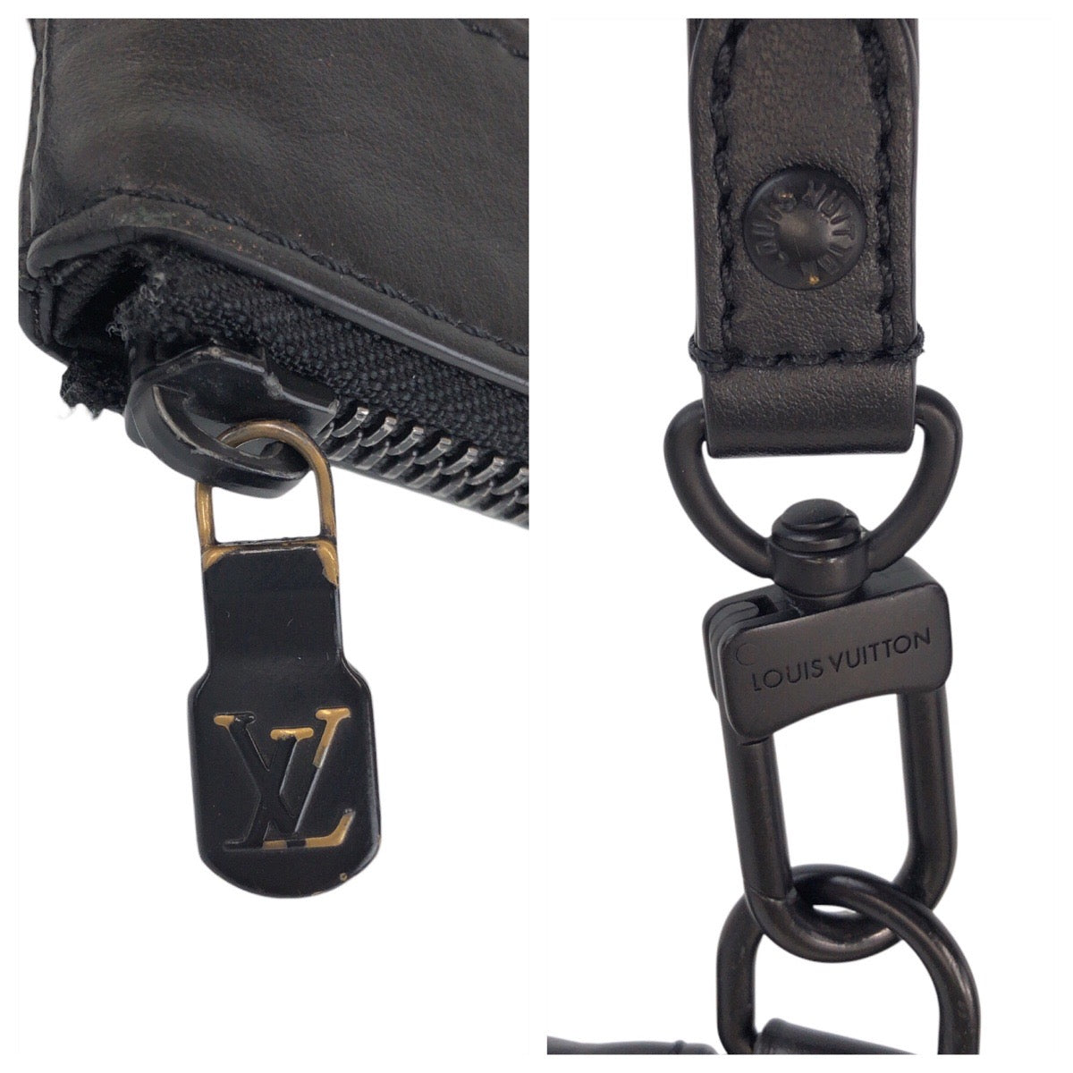 LOUIS VUITTON Clutch bag M81570 leather Noir black Monogram shadow pochette to go