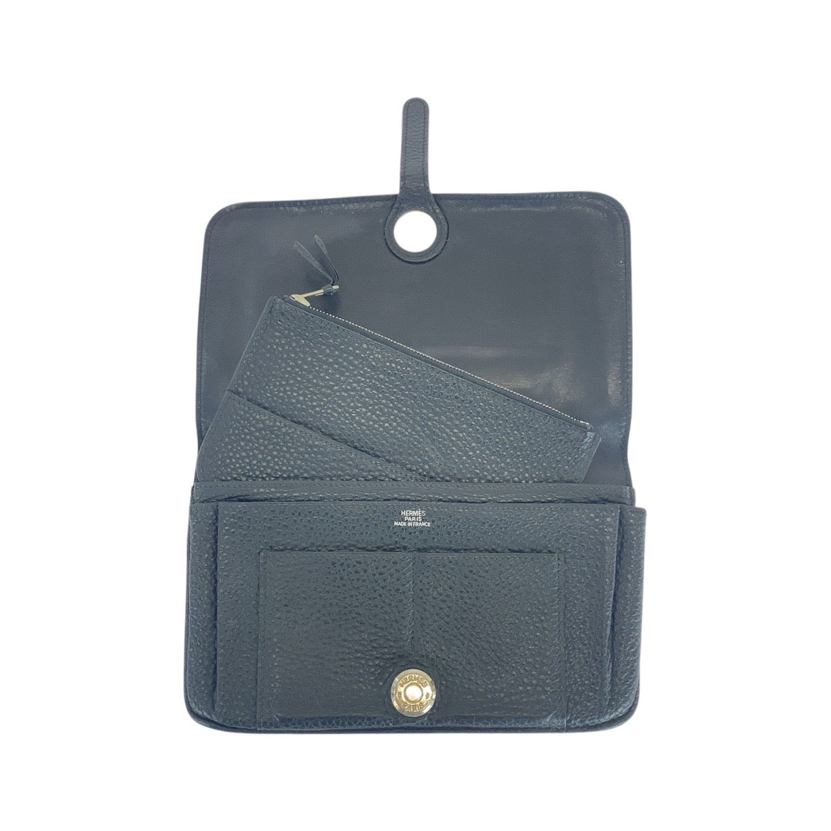 HERMES Long Wallet Purse Togo Black SilverMetal Dogon GM