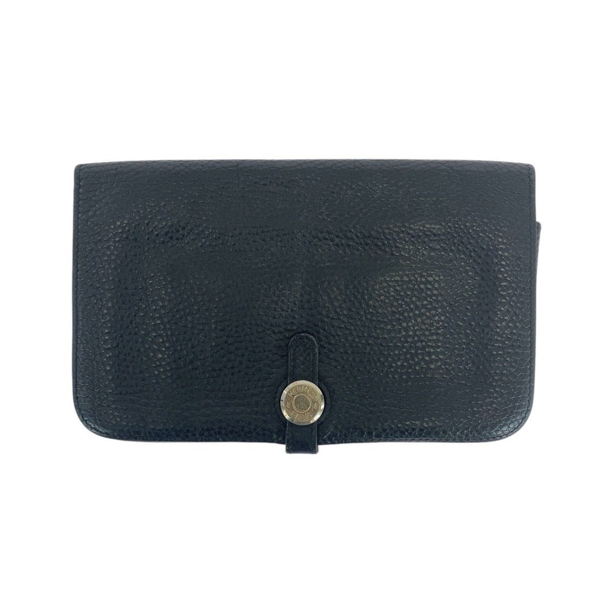 HERMES Long Wallet Purse Togo Black SilverMetal Dogon GM