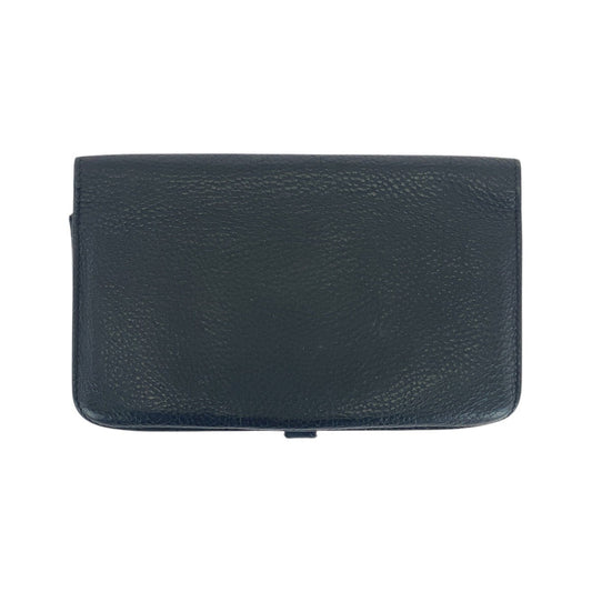 HERMES Long Wallet Purse Togo Black SilverMetal Dogon GM