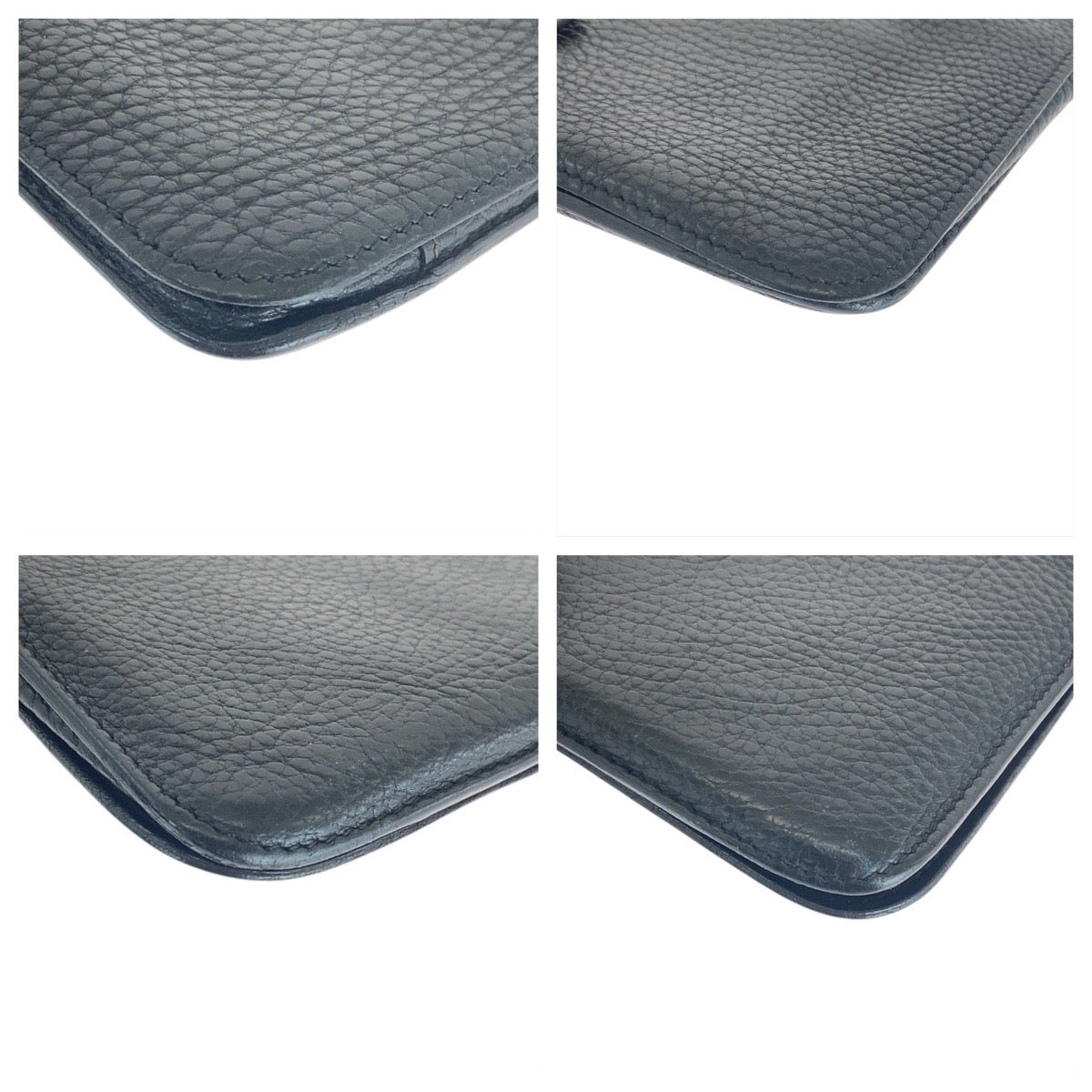 HERMES Long Wallet Purse Togo Black SilverMetal Dogon GM