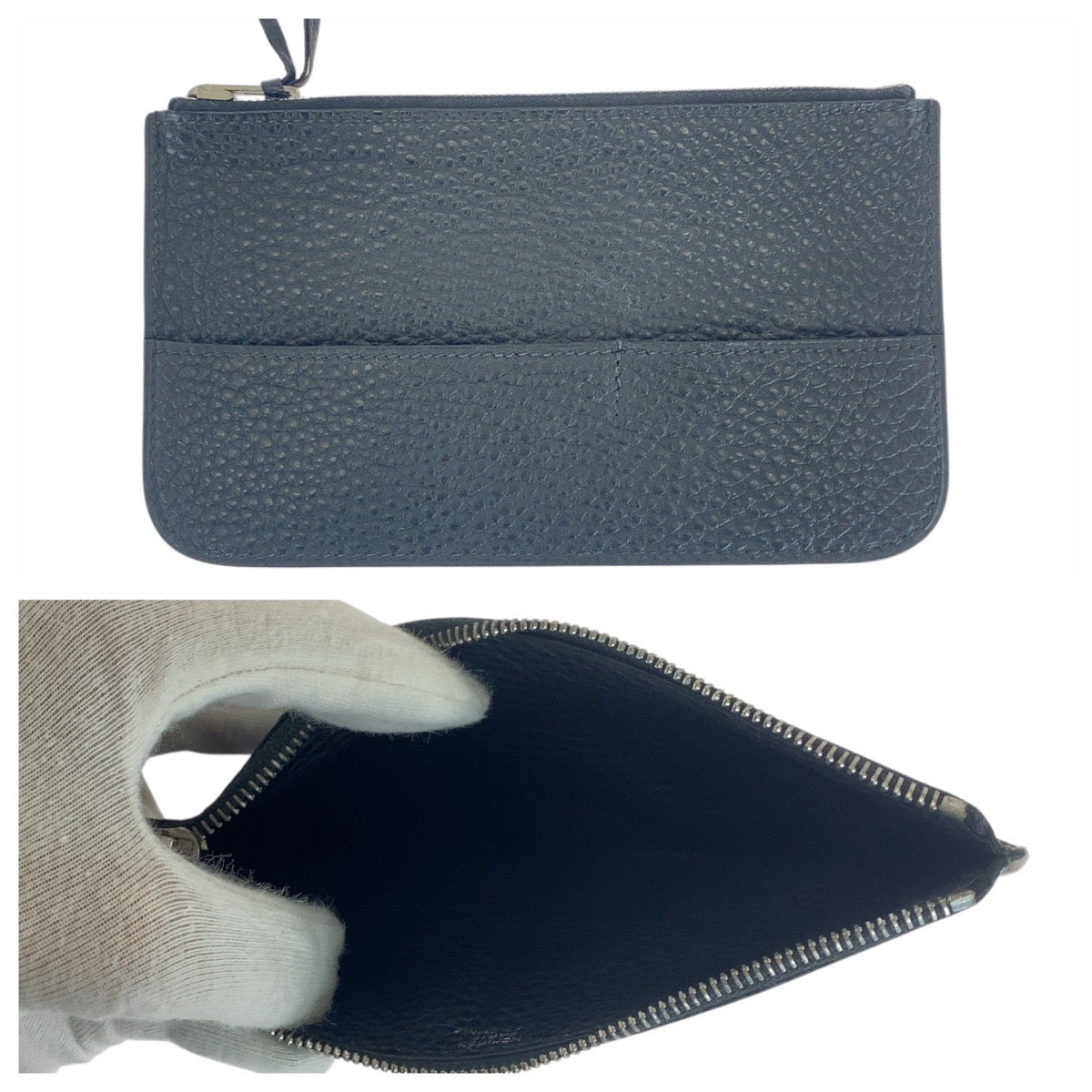 HERMES Long Wallet Purse Togo Black SilverMetal Dogon GM