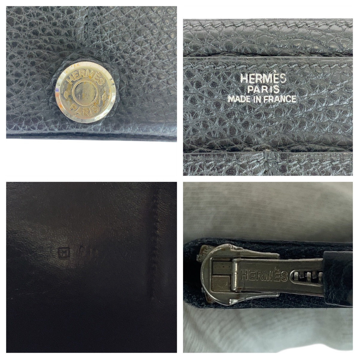 HERMES Long Wallet Purse Togo Black SilverMetal Dogon GM