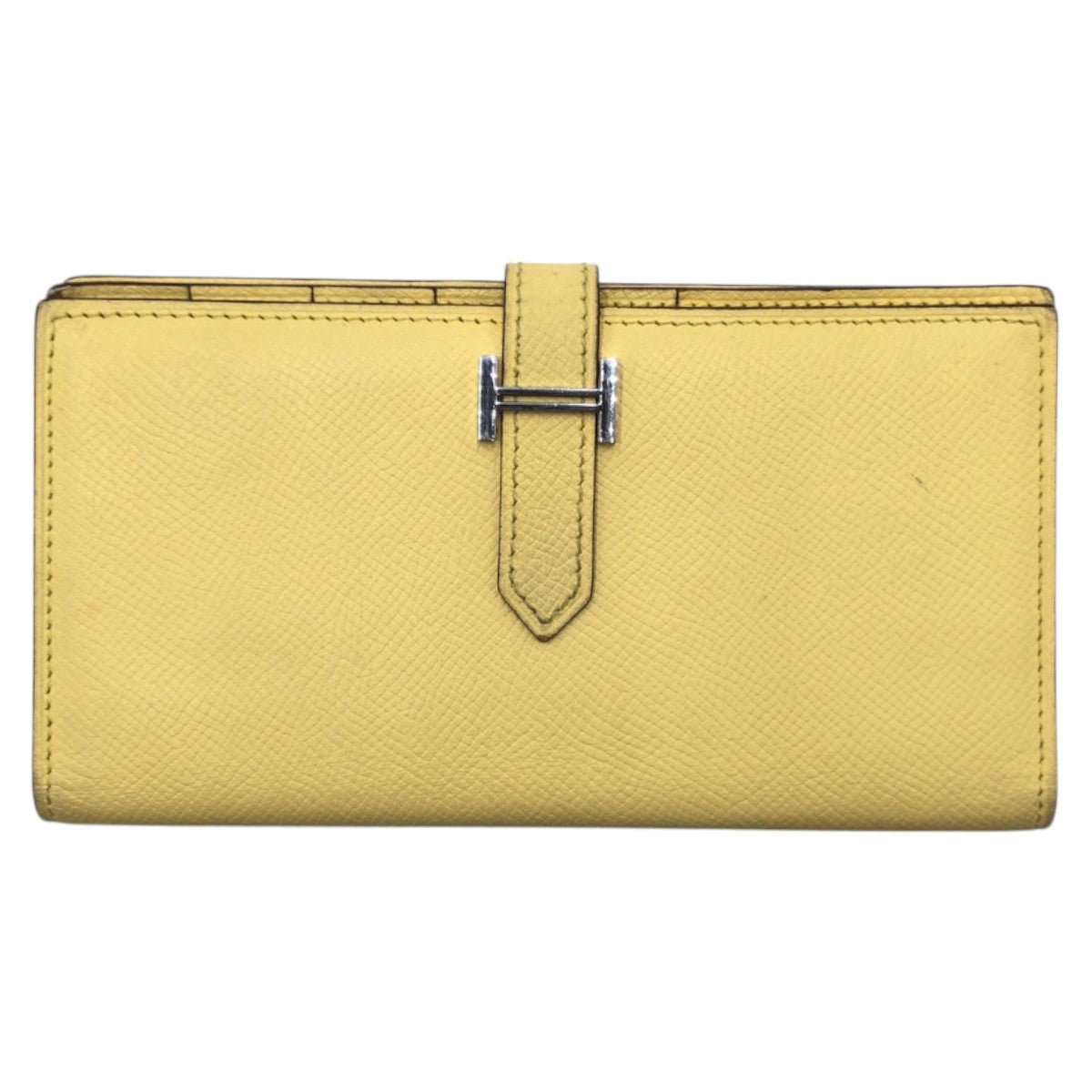 HERMES Long Wallet Purse Epsom Yellow SilverMetal Beansufla