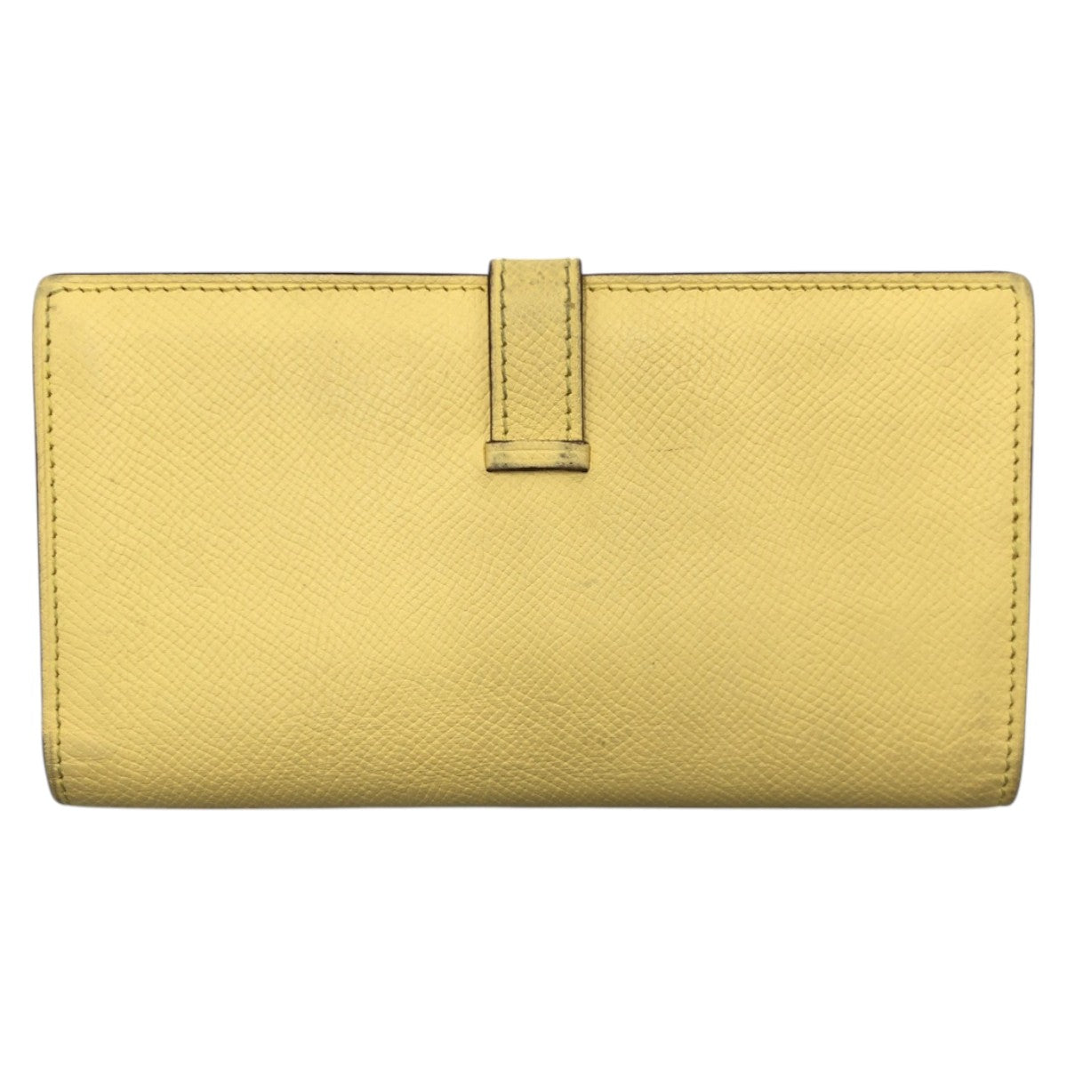 HERMES Long Wallet Purse Epsom Yellow SilverMetal Beansufla