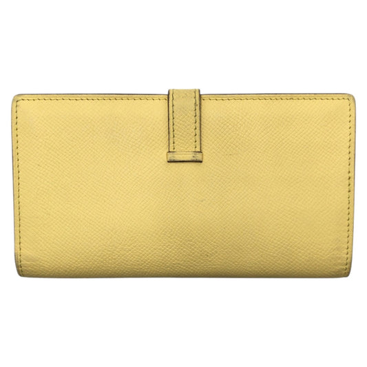 HERMES Long Wallet Purse Epsom Yellow SilverMetal Beansufla
