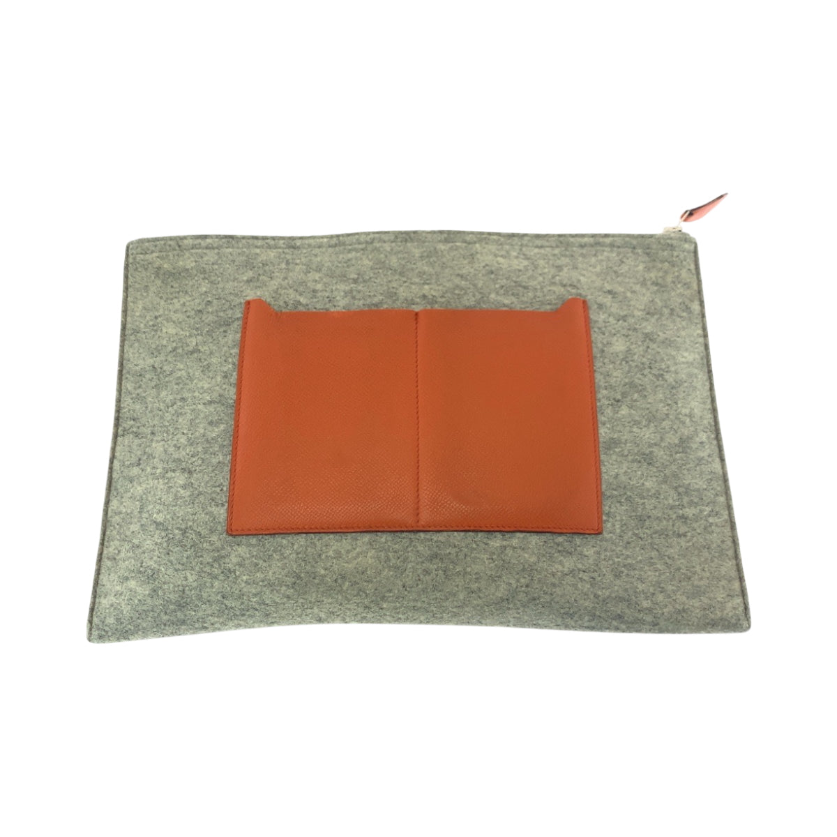 HERMES Clutch bag felt Grey Orange SilverMetal Too Doo 37