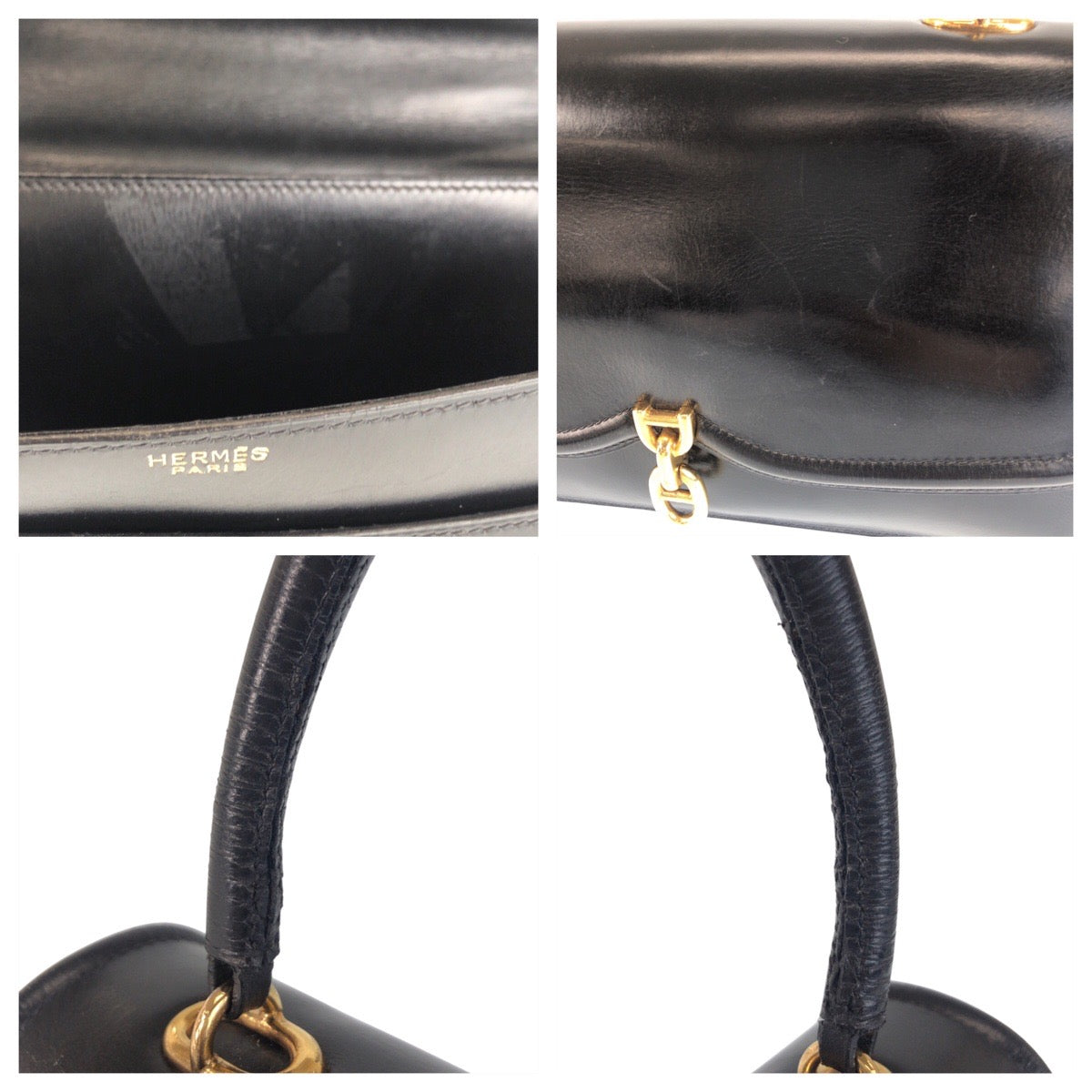 HERMES Handbag Box scarf black Chene Dunkle Sac A Man