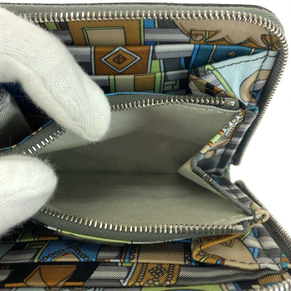 HERMES Bifold Wallet Evercolor green Azap Compact Silk in