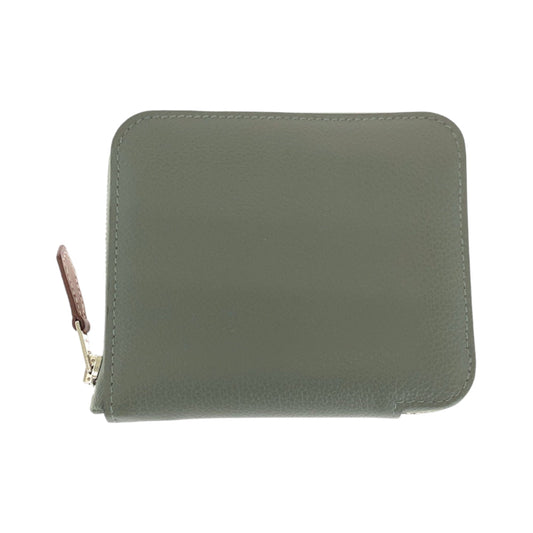 HERMES Bifold Wallet Evercolor green Azap Compact Silk in