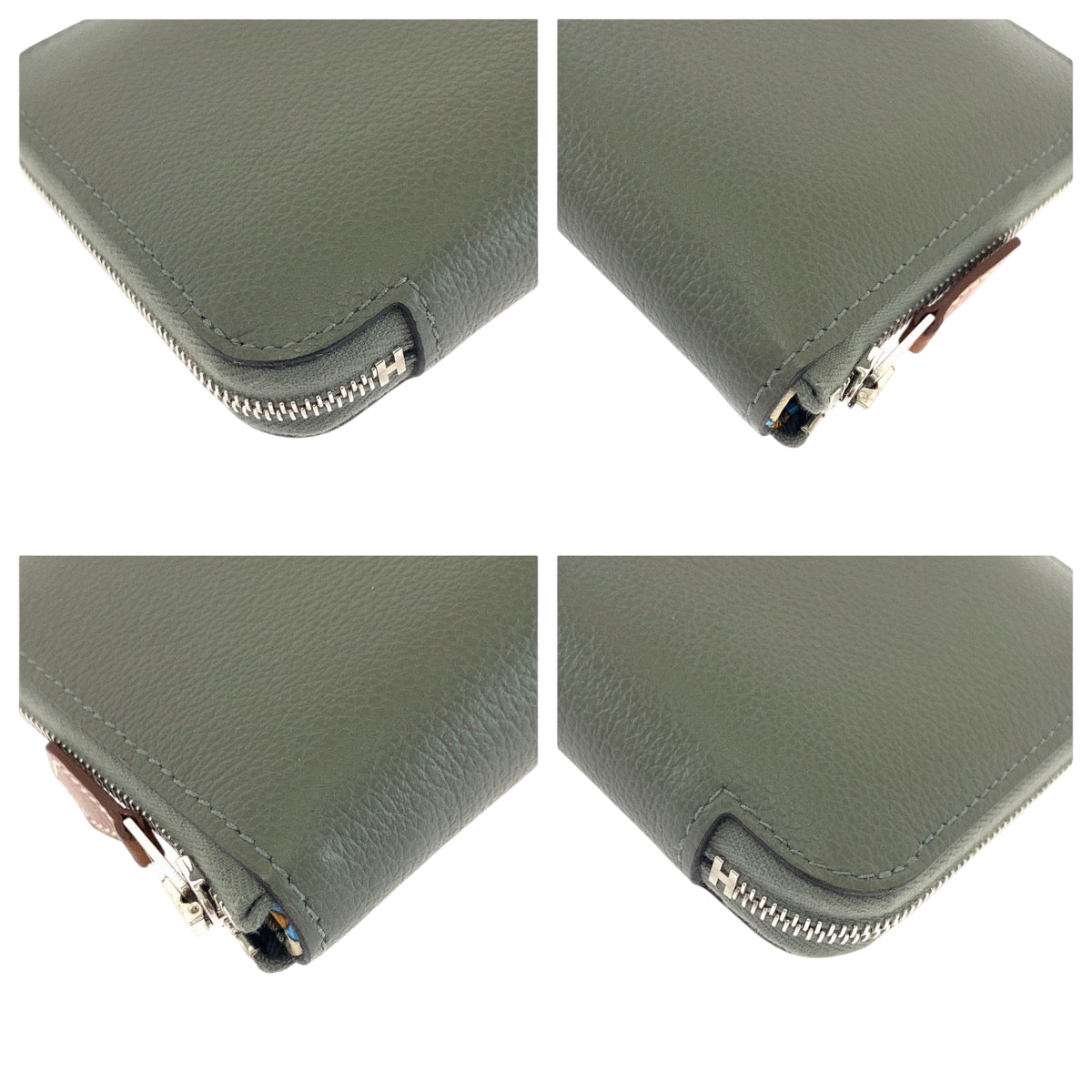 HERMES Bifold Wallet Evercolor green Azap Compact Silk in
