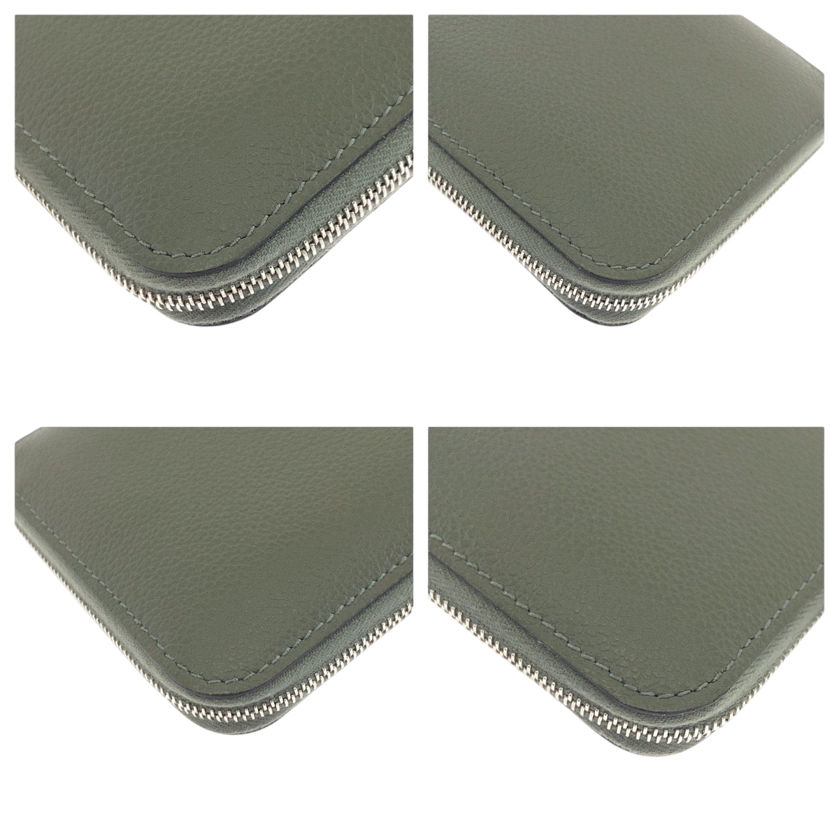 HERMES Bifold Wallet Evercolor green Azap Compact Silk in