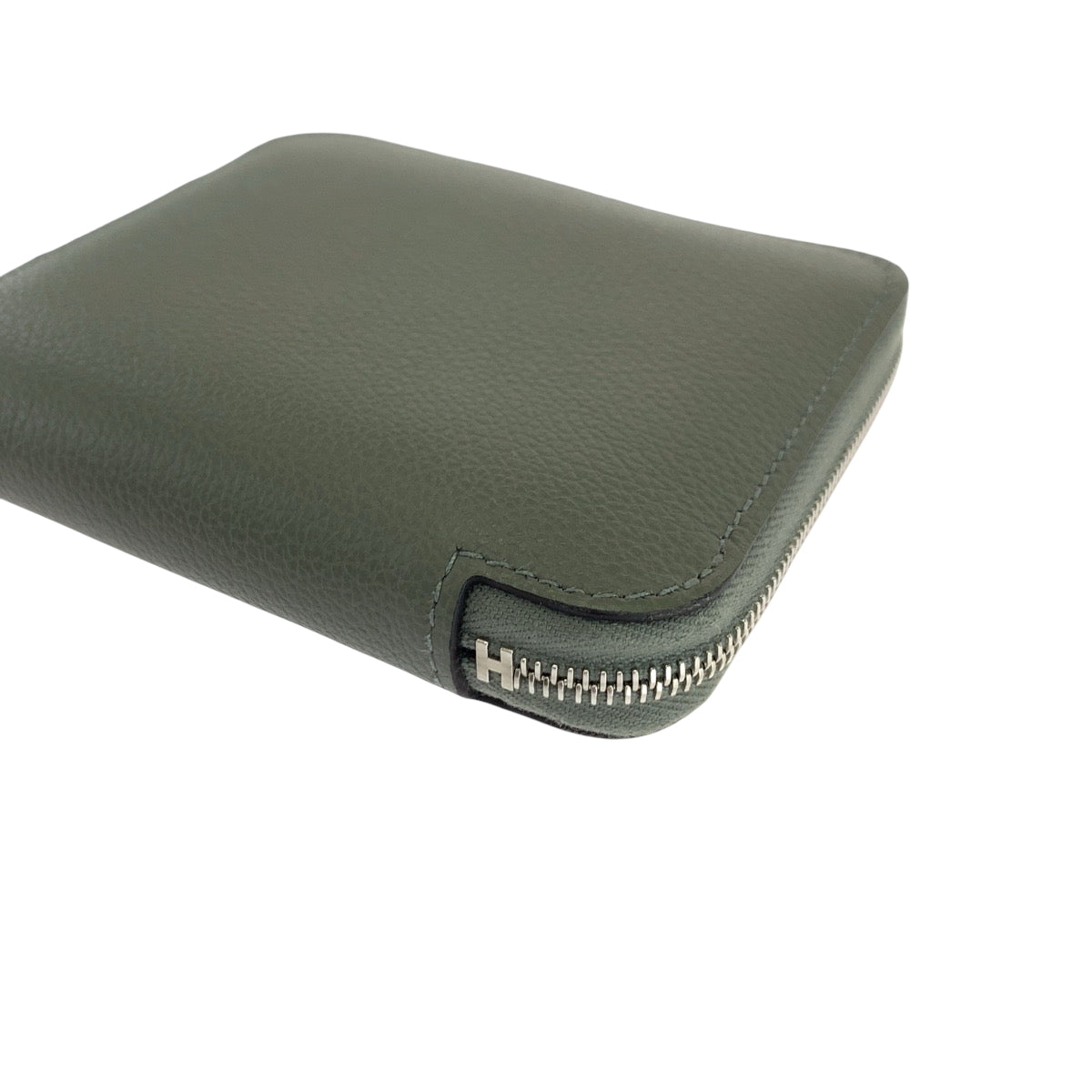 HERMES Bifold Wallet Evercolor green Azap Compact Silk in