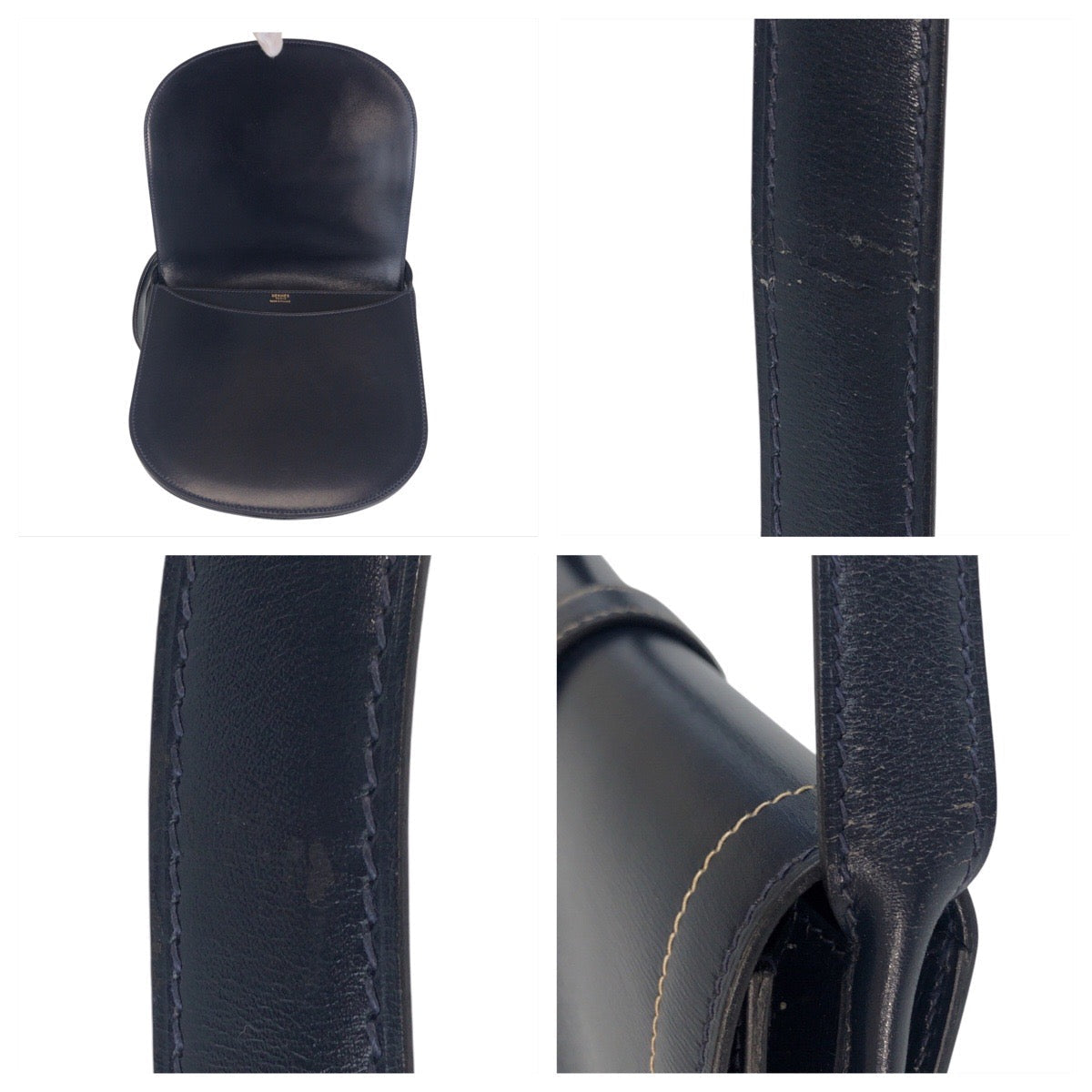 HERMES Shoulder Bag Box scarf Navy Gallopard