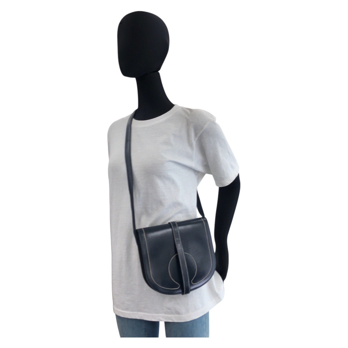HERMES Shoulder Bag Box scarf Navy Gallopard