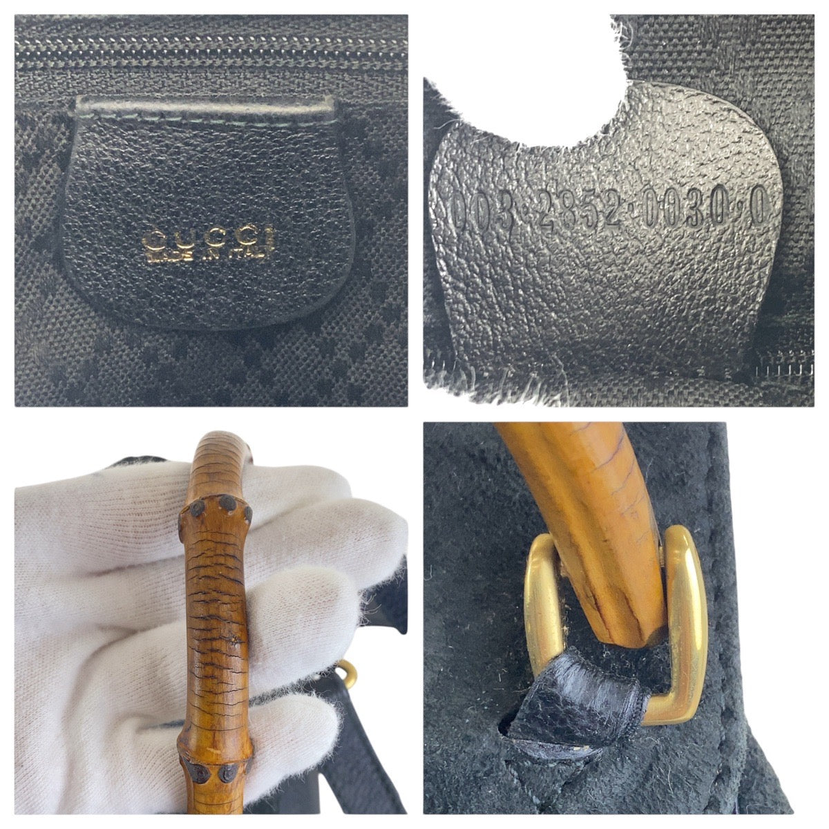 GUCCI Backpack 003 2852 0030 0 Suede black Bamboo