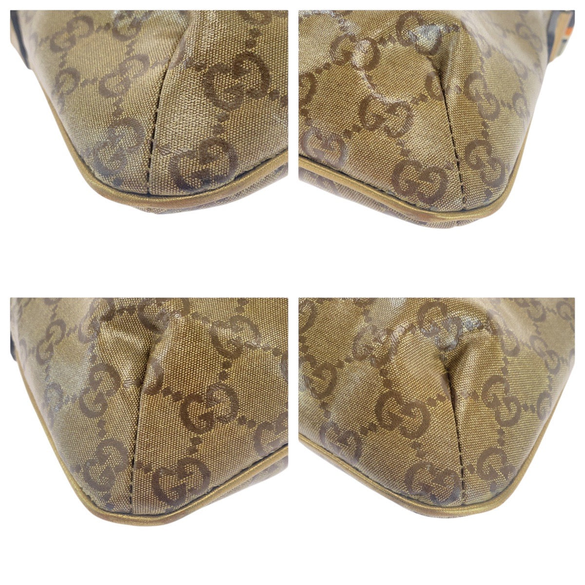GUCCI Shoulder Bag 189749 Coated canvas beige GG crystal