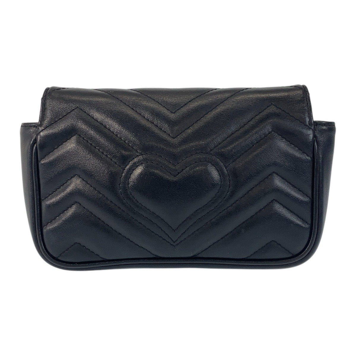 GUCCI Shoulder Bag 476433 leather Black GoldMetal GG Marmont